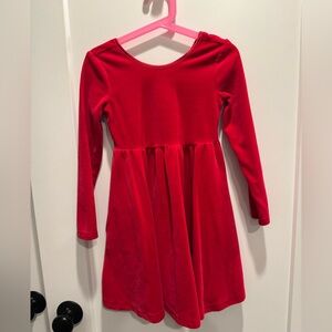 Hanna Andersson girl Velour Skater dress Holiday red long sleeves